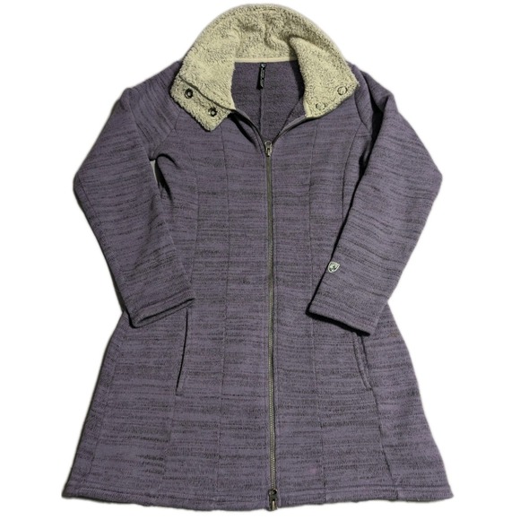 Kuhl Jackets & Blazers - Kuhl Alaska Long‎ Sweater Womens XS Purple Sherpa Fleece Full Zip Knit Jacket